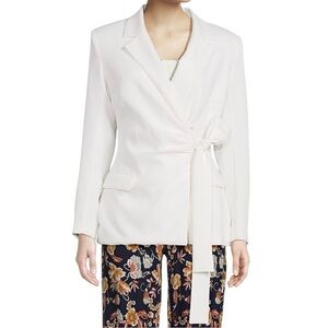 New Area Stars Tie Waist Wrap Blazer Structured Kaylin Jacket White Size XS